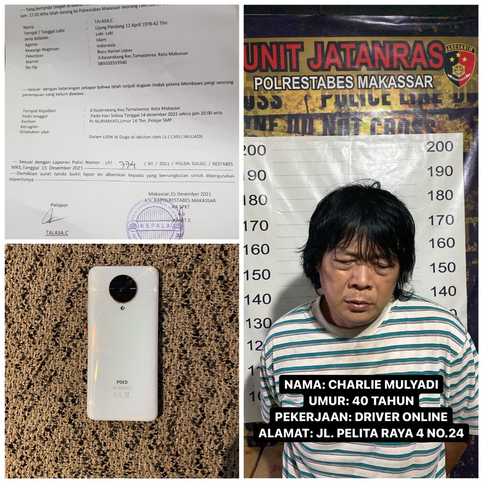 Driver Taksi Online di Makassar Sekap dan Setubuhi Anak di Bawah Umur